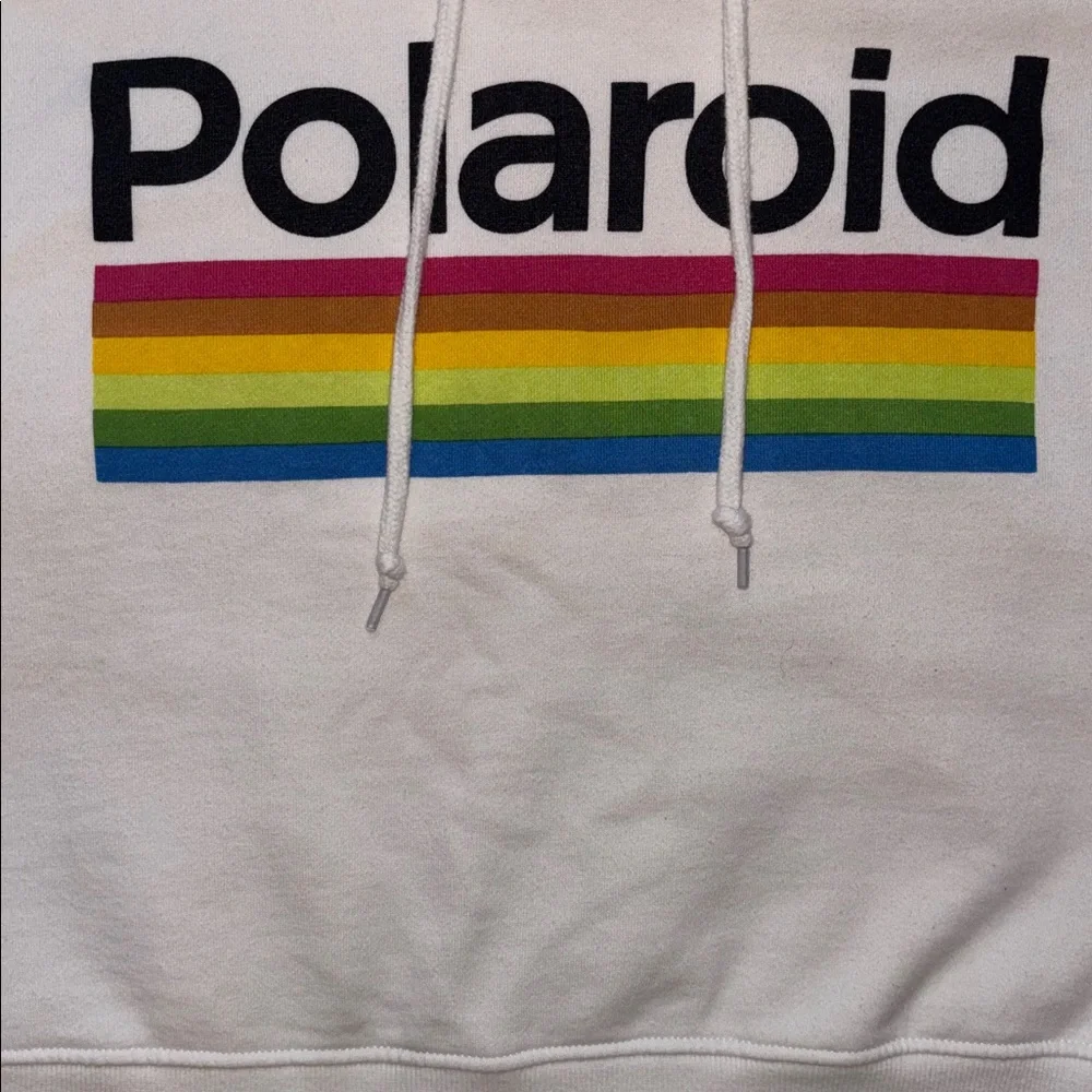Polaroid Fleece Cropped Boxy Hooded Sweatshirt, Size XL